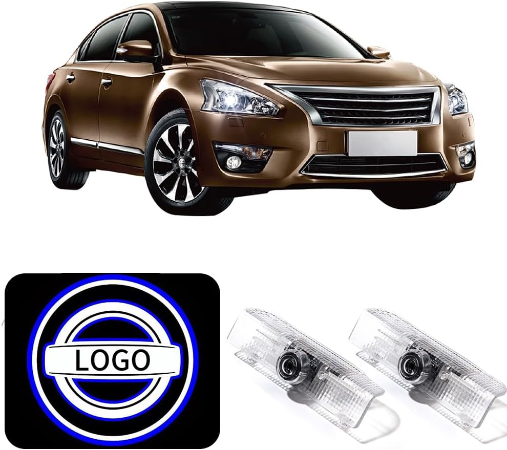 Never Fade HD LED Door Light Logo Projector Compatible with Nissan Series Accessories, 3D LED Ghost Shadow Laser for Altima Maxima Armada Titan Quest
