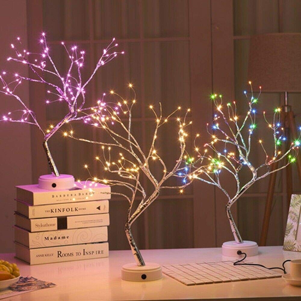 Generic01 Table Lamp Night Light Copper Wire Tree Branch Decorative No Heat Lights, USB Battery Powered, 108 Warm White LED, Desk Lamp for Home Decoration, Wedding Sign Led Desk Light