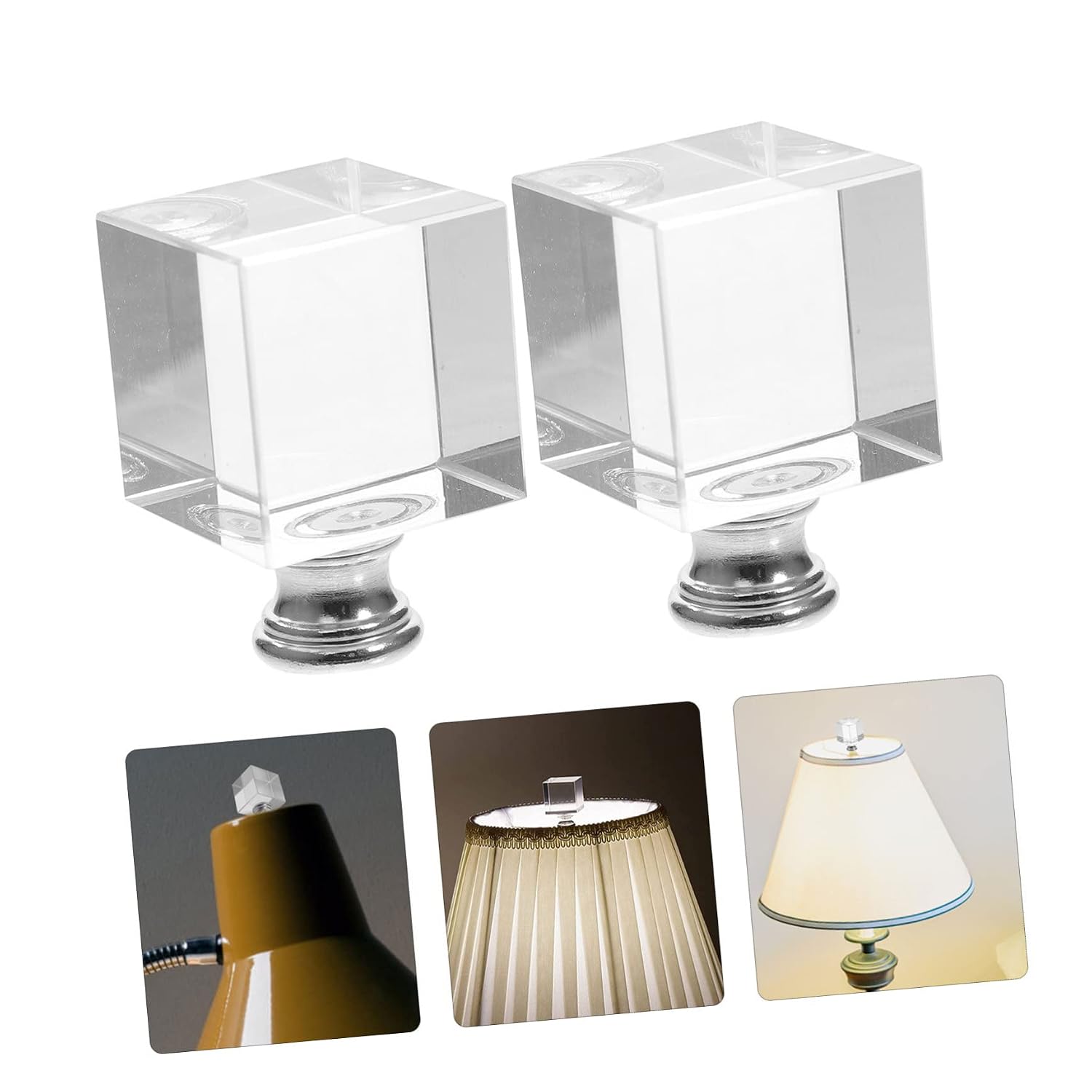 DOITOOL 2pcs Lamp Shade Lights Crystal Harp Lamp Finial Finials Tapped for DIY Home Decor