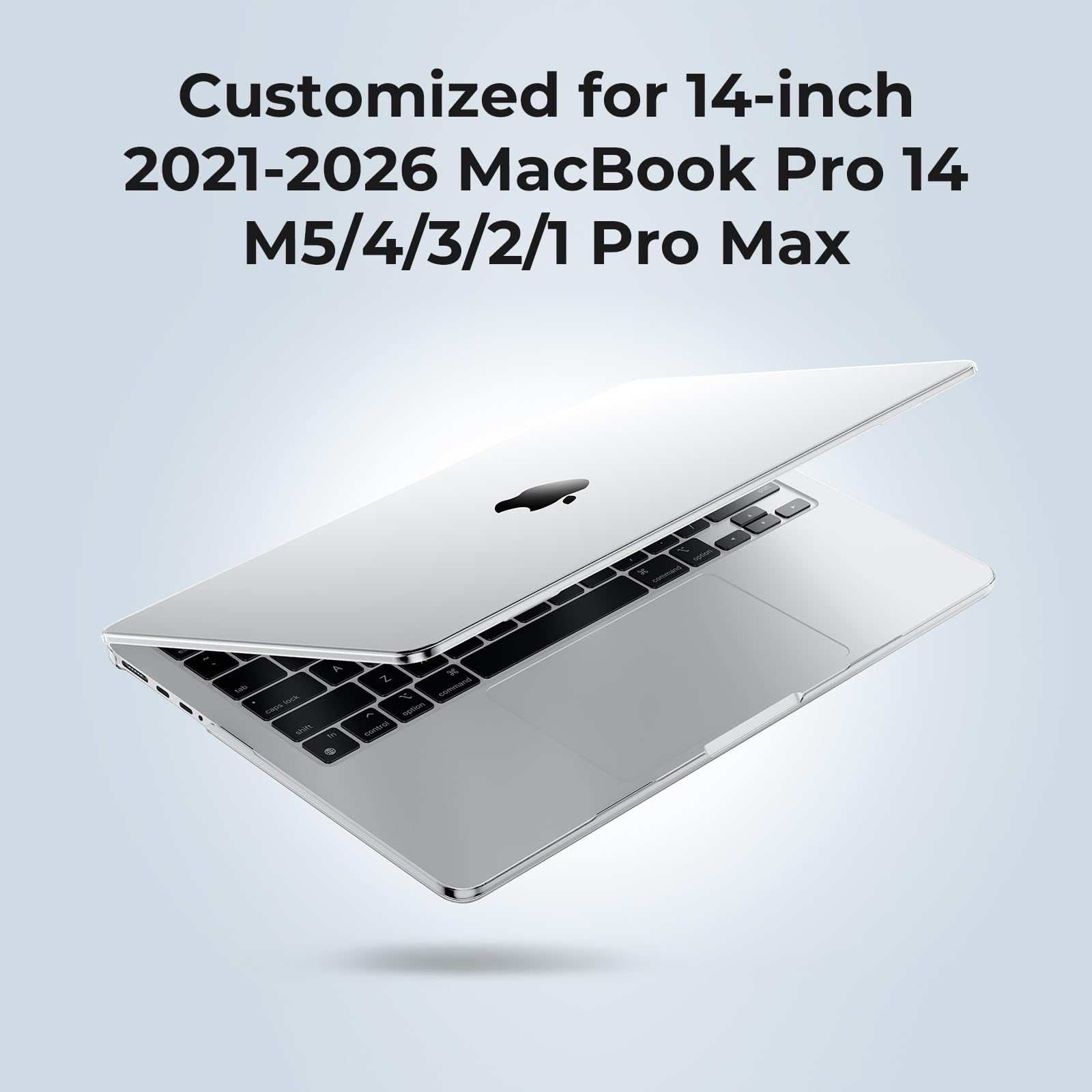 EooCoo Coque Compatible avec MacBook Pro 14 Pouces Transparent Cristal M5 A3427 A3426 A3434 M4 A3112 A3185 A3401 M3 A2918 A2992 M2 A2779 M1 A2442 Étui-clavier