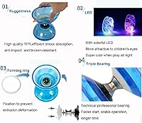 Vista 4 de Diabolo - Juego de yoyo chino, diábolo de triple rodamiento, juguetes malabares con diábolo LED colorido con varillas de diablo, cuerda de diábolo