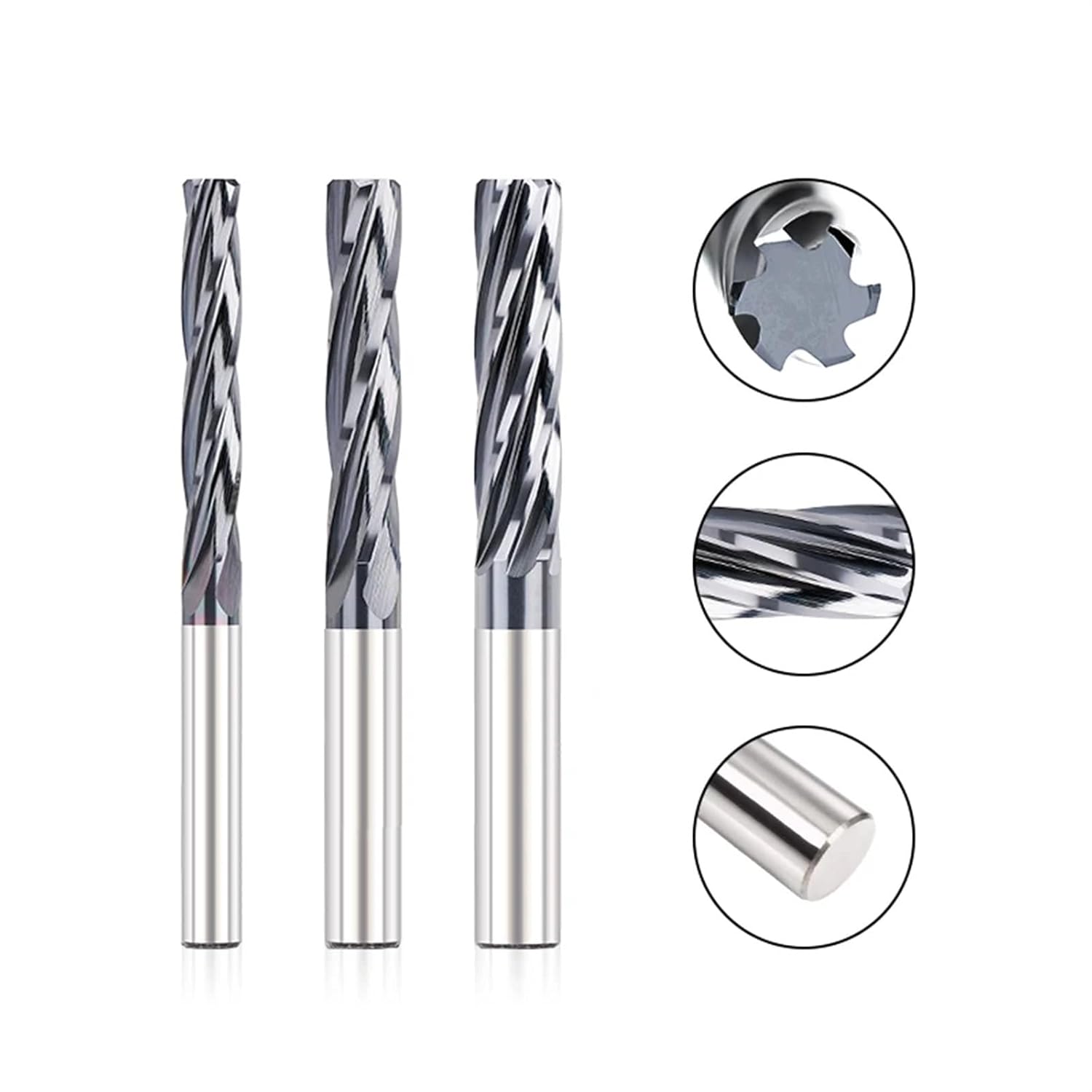 Carbide Machine 4 Flute 6 Flute Spiral Chucking Machine Tools 2 2.5 3 4 5 6 7 8 9 10mm 1Pcs(8x35x70-6F)