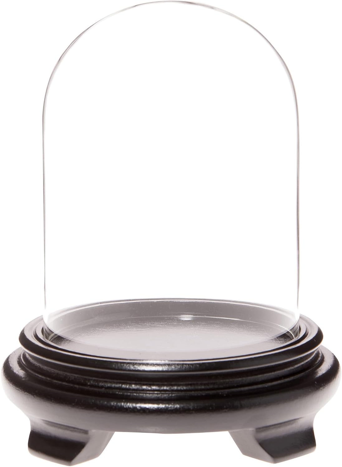 Plymor 4" x 5.25" Glass Display Dome Cloche (Walnut Wood Veneer Footed Base)