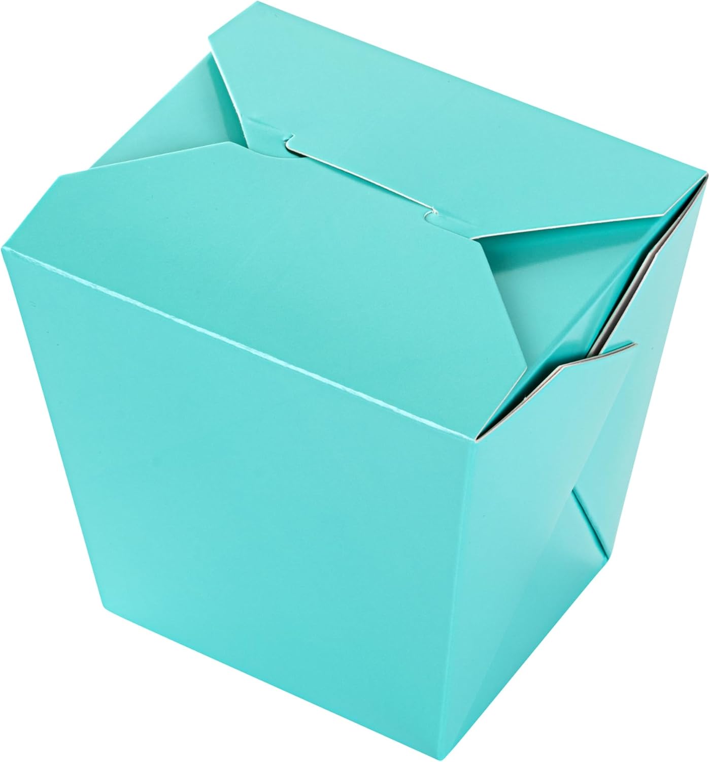 Bio Tek 4 x 3.5 x 4.5 Inch Food Containers, 50 Noodle Takeaway Boxes - Disposable, Sturdy, Turquoise Paper 26 Ounce Take Out Boxes, Square, For Hot Or Cold Foods - Restaurantware