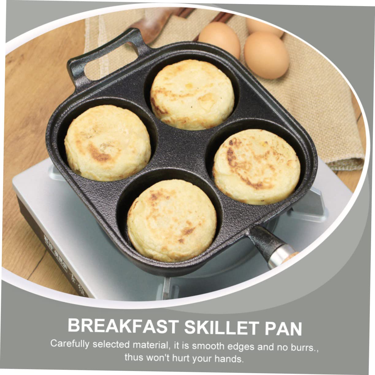 VINTORKY 1Pc Non Stick Egg Frying Pan Divided Egg Cooker for Home Use Four Design for Quick Breakfast Easy to Clean and Store Smooth Edges for Safety