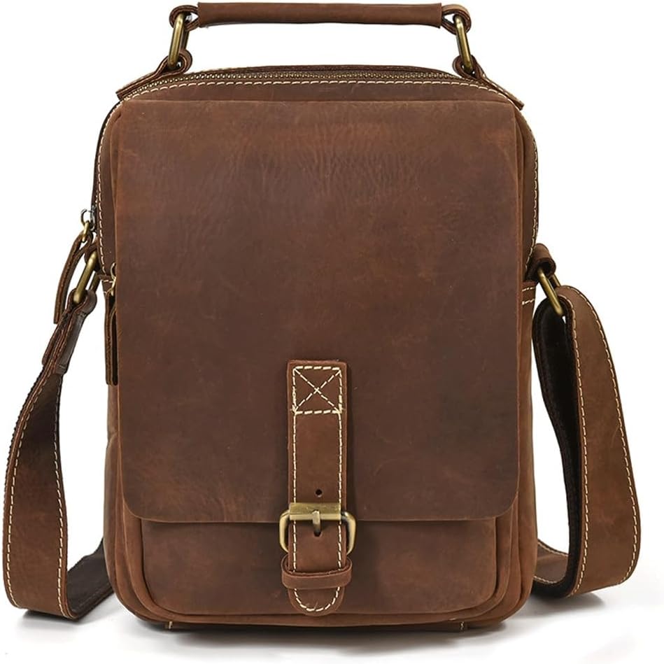 Crazy Horse Leather Single Shoulder Covered Outer Crossbody Bag With Top Layer Cowhide Handbag
