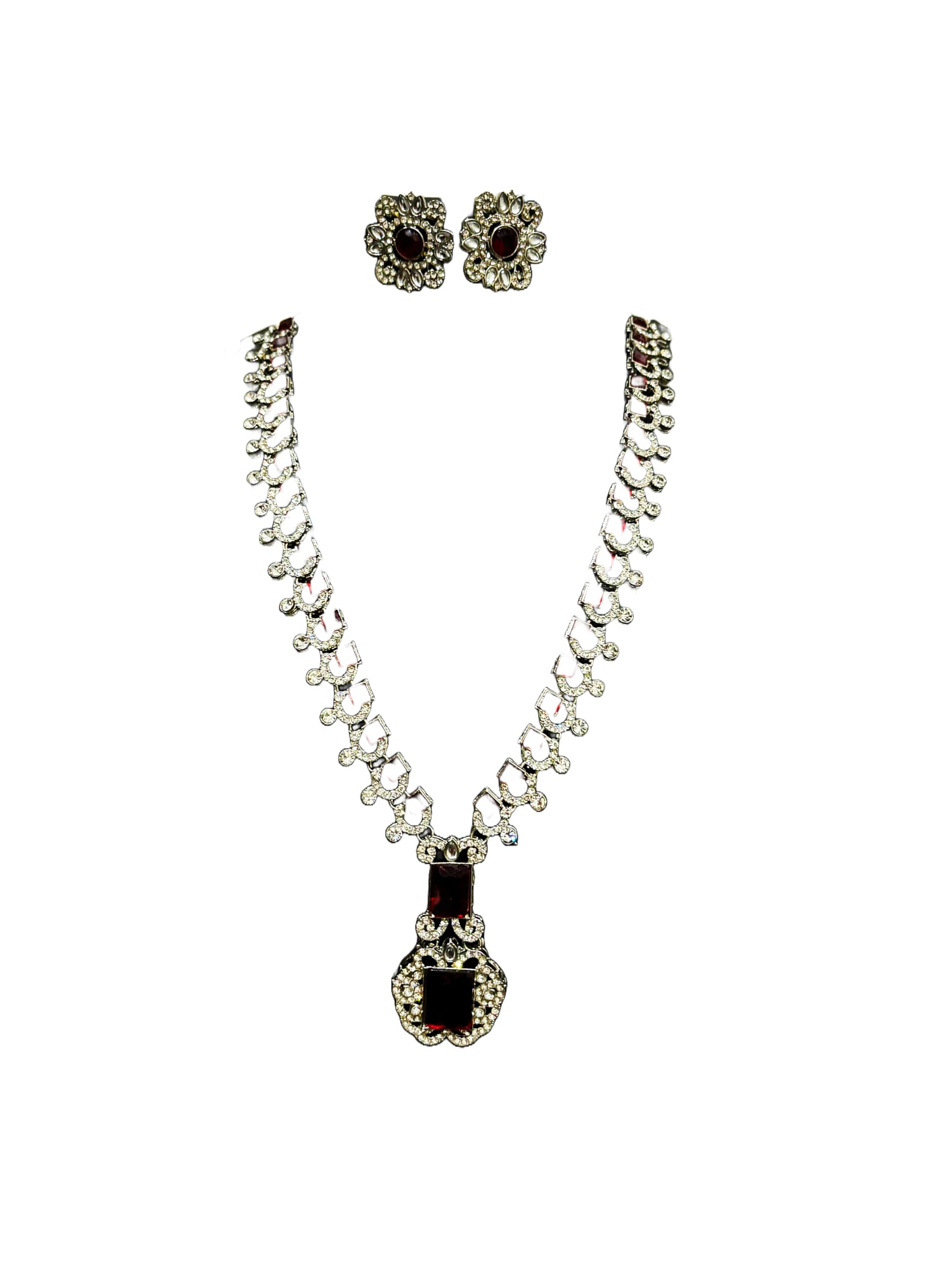 See full amazon price history chart for Nita ambani Necklace Set with Earrings and Pendant for Women, Red Silver Nita ambani Necklace Set with Earrings and Pendant for Women, Red Silver (B0D9H5BNXV) Amazon Price History, Amazon Price Tracker