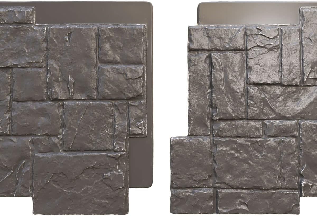 Ekena Millwork 49"W x 24 1/2"H x 1 1/4"D Castle Rock Stacked Stone, StoneWall Faux Stone Siding Panel, Slate Gray
