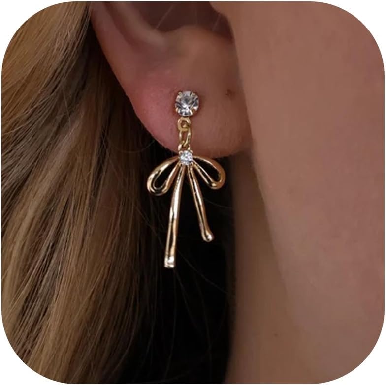 Bow Earrings for Women Gold Hoop Earrings Trendy Jewelry Christmas Gifts Stocking Stuffers for Women