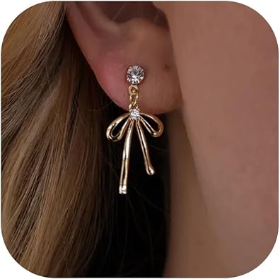Bow Earrings for Women Gold Hoop Earrings Trendy Jewelry Christmas Gifts Stocking Stuffers for Women