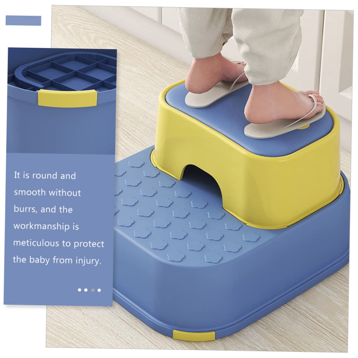 Marchepied Double pour Garçon et Filles, Tabouret de Sécurité Rond PP | Compact et Léger, Pieds Antidérapants, pour Bébé et Garçon et Filles, Usage Quotidien à Maison