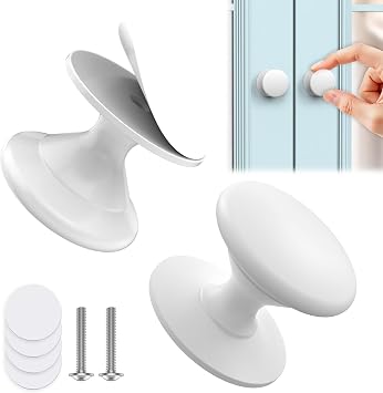 Self Adhesive Cabinet Knobs, Aluminum Alloy Self-Stick Drawer Pull Handles for Sliding Glass Door, Cabinet, Cupboard, Dresser, Closet, Window - Stick On No-Drilling Drawer Knobs 2, White
