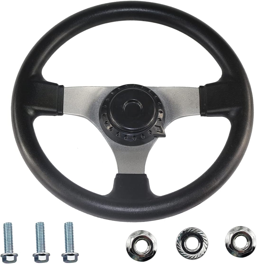 PRO BAT 300mm/11.8'' Steering Wheel 110cc Go Kart Steering Wheel with Cap for 110cc 125cc 140cc 150cc Go Cart ATV UTV Taotao Gokart Black