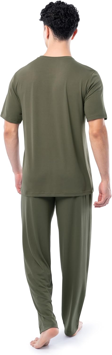 Fruit of the Loom mens 360 Stretch Short Sleeve V-neck Top and Pant Sleep Pajama Set - Image 2