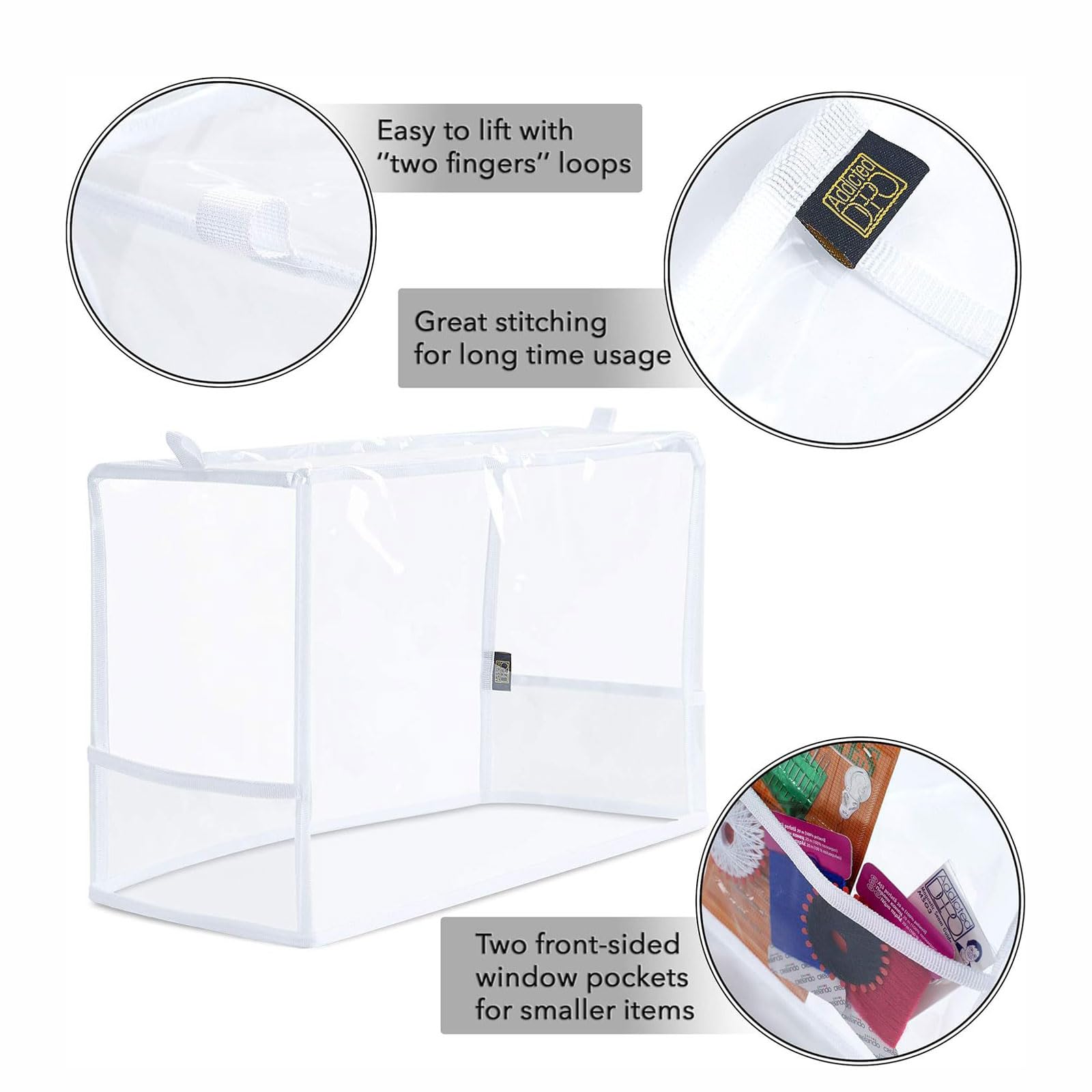 Funda Antipolvo portátil para máquina de Coser, PVC Impermeable y Resistente a los arañazos con 2 Bolsillos, Funda para máquina de Coser, Bolsa de Almacenamiento de Herramientas