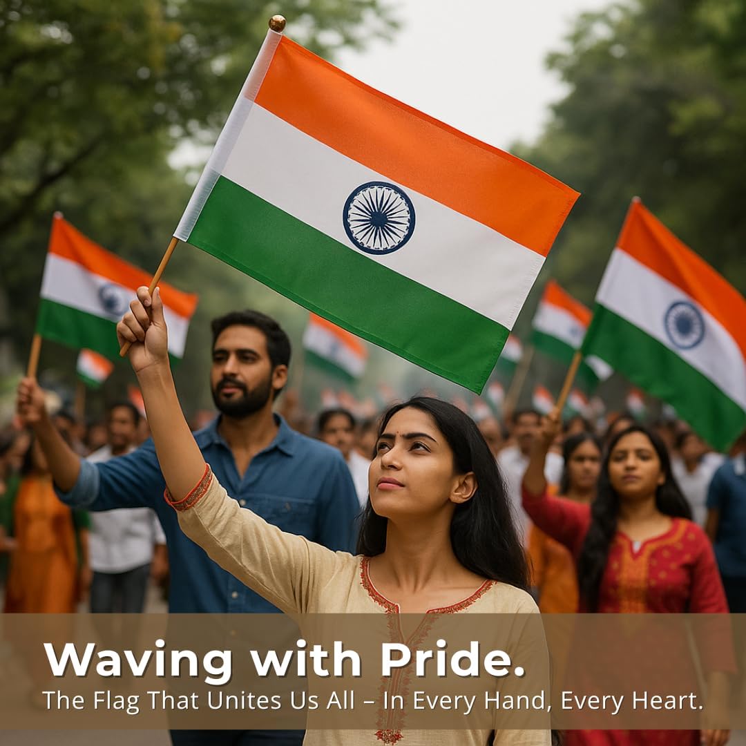 VinodRatna Indian Flag | Suitable for Indoors and Outdoors|Polyester| Both Sides Printing| All Weather Fabric | Fade Proof, Hand Stitched and Durable (1ftx1.5ft) - Image 4 thumbnail