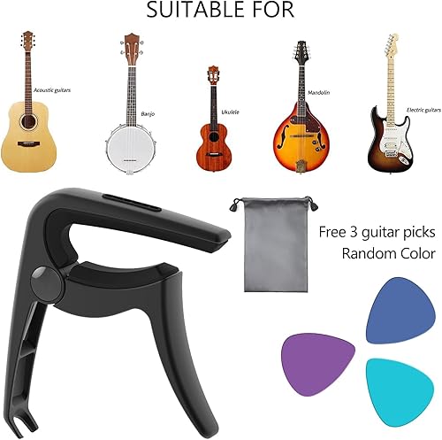 Miniatura 4 de Cejilla de guitarra 3 en 1, cejilla de metal de aleación de zinc para guitarras acústicas y eléctricas, ukelele, mandolina, accesorios de guitarra