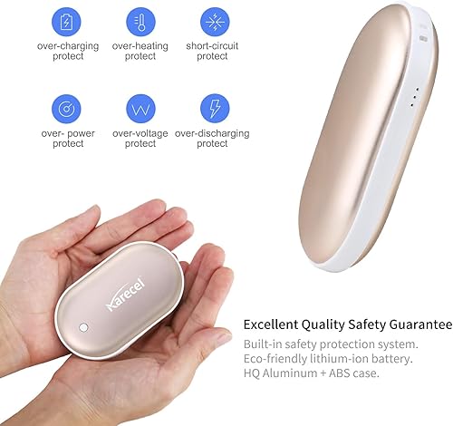 Miniatura 5 de Karecel - Calentadores de manos recargables 2 paquetes, calentadores de manos eléctricos de doble cara de 10,400 mAh, batería externa, calentadores