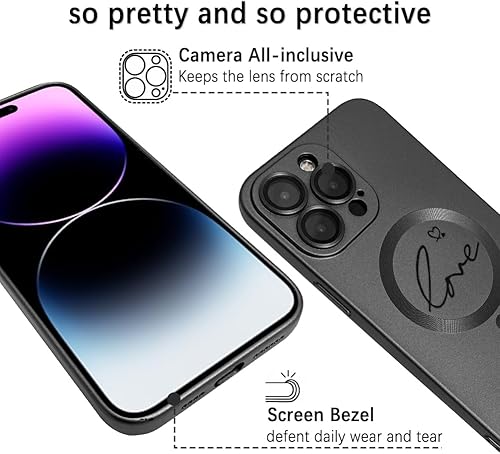 Miniatura 3 de ZIYE Funda magnética para iPhone 14 Pro Max, funda de silicona con protector de lente de cámara para mujeres y hombres, compatible con MagSafe Cute