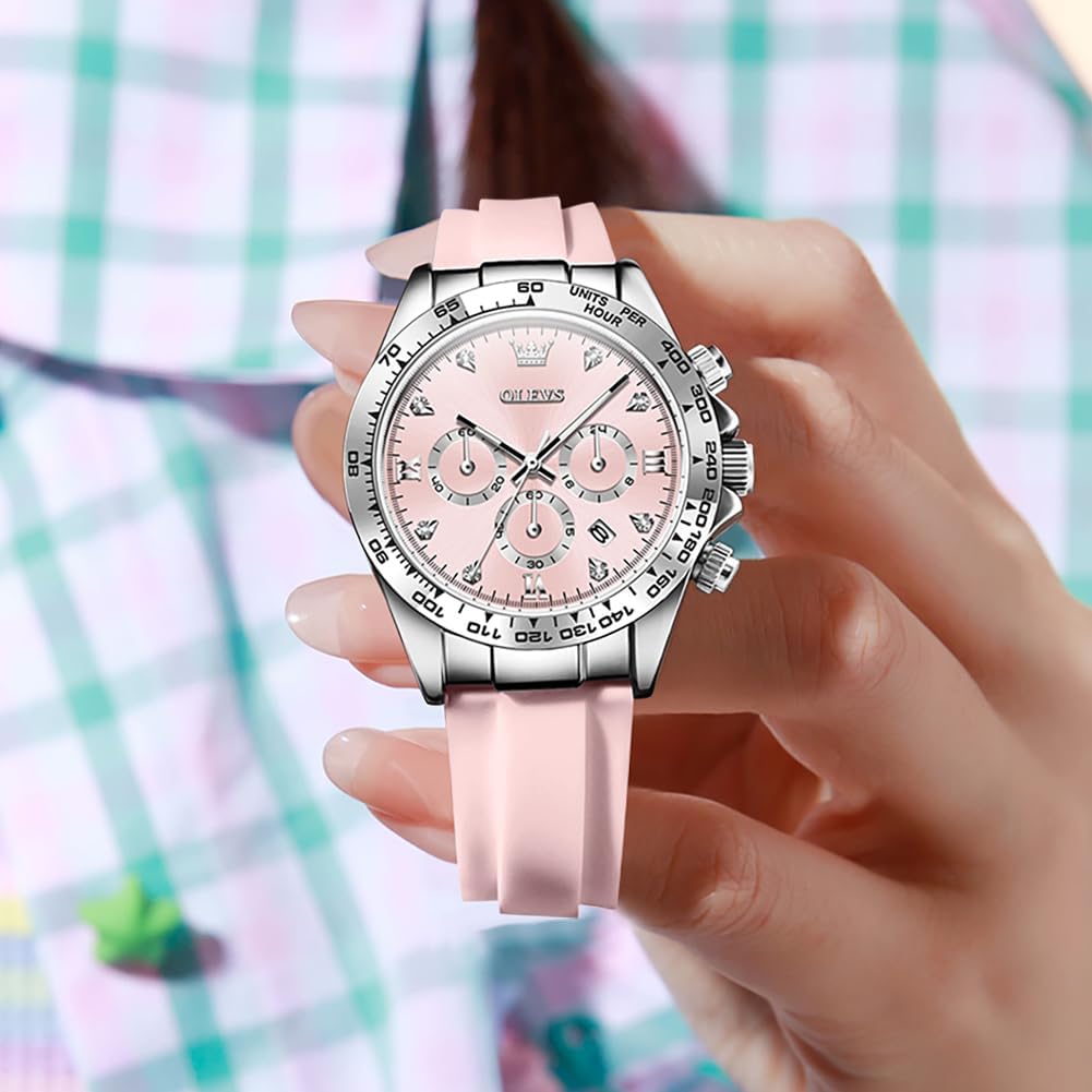 OLEVS Luxury Diamond Small Female Watches - Stainless Steel Bracelet, Waterproof Business Dress Analog Luminous Date Ladies Watches - Image 3