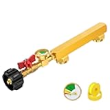 Alloxity Upgrade Propane Refill Adapter for 1 lb. Tanks, Dual Inflation Ports Adapter 20lb to 1lb Converter with Valve and Gauge, Propane Refill Elbow Adapter Fit for Coleman Flame-King Cylinder Tank