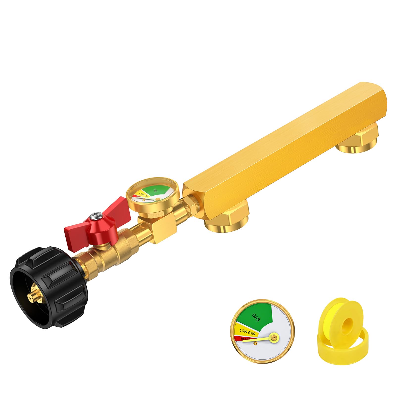 Adaptateur de recharge de propane avec jauge et valve pour réservoirs 0.5 kg