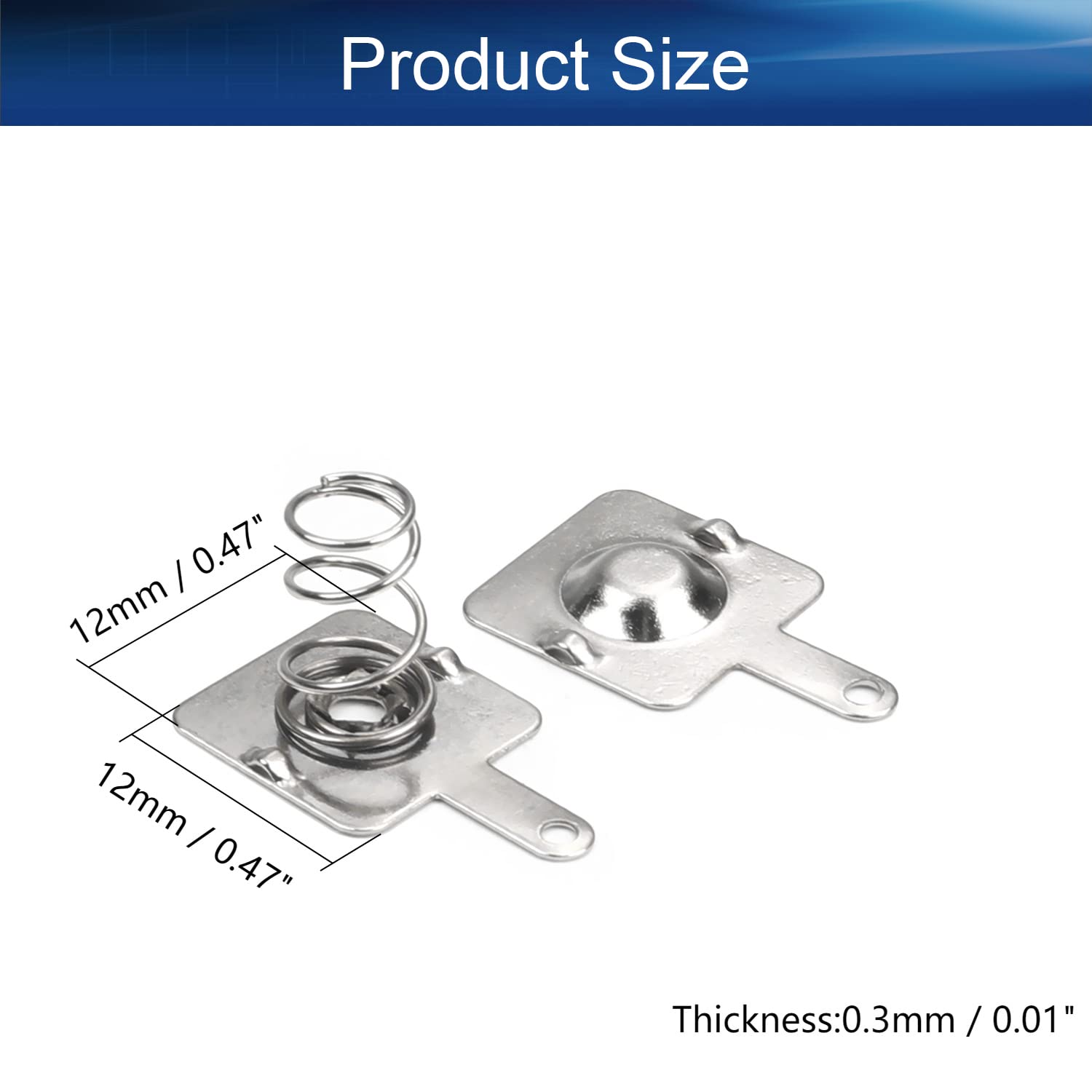 Heyiarbeit 20 Pairs Battery Springs AA Metal Contact Plate Replacement Positive to Negative Conversion Spring Contact for Remote Control Battery Charger Dual-Direction Nickle Plated 12x12mm