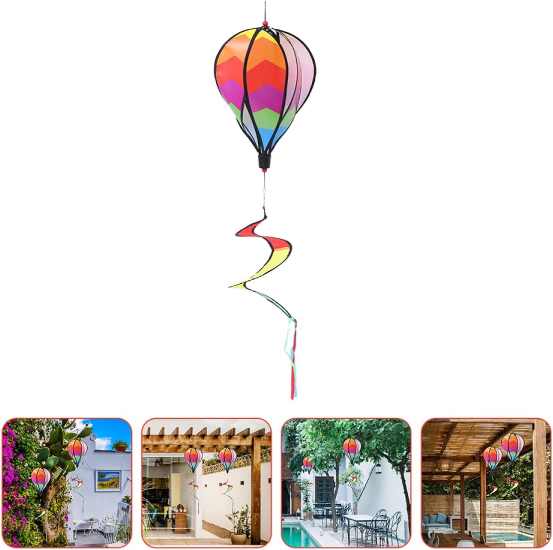 VICASKY 3pcs Hot Air Balloon Hanging Wind Spinners Garden Decorations for Outdoor Spaces Creative Design with Spiral Patterns for Trees Patios and Windows