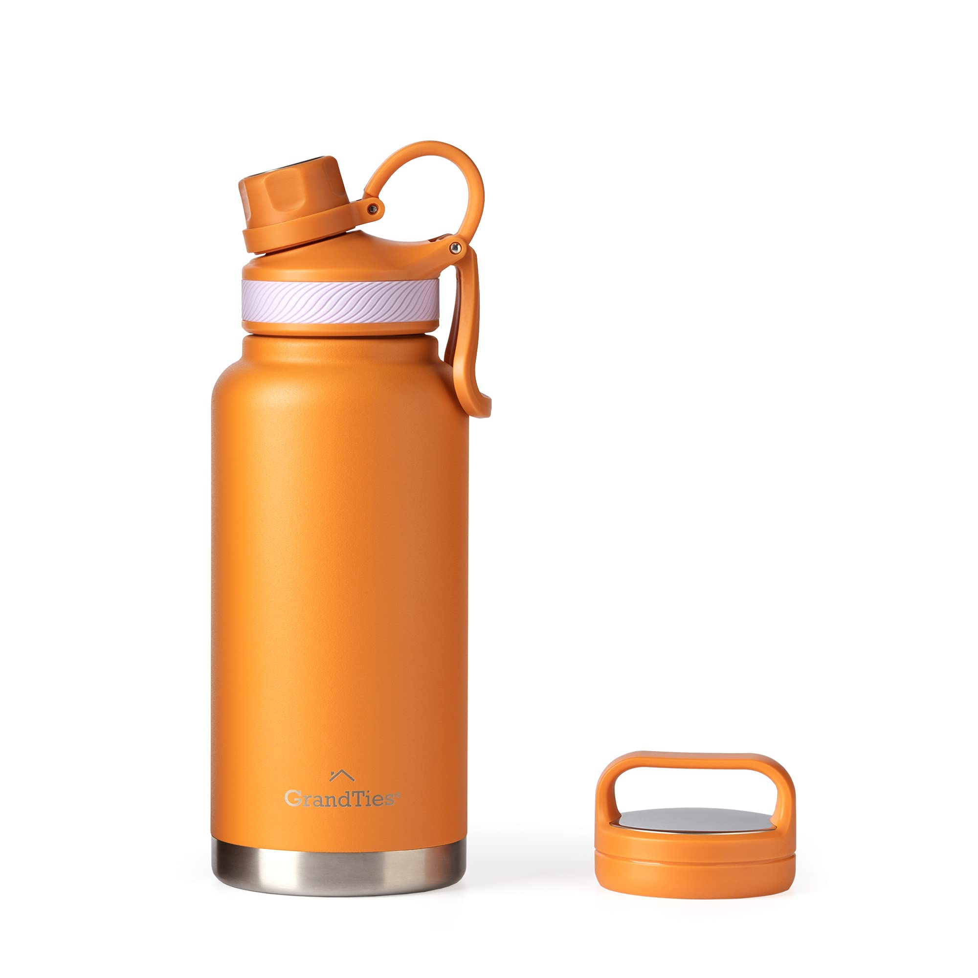 GrandTies 2 Lids Sports Stainless Steel Water Bottle, 946 ml, Reusable Wide Mouth Vacuum Insulated Water Bottles