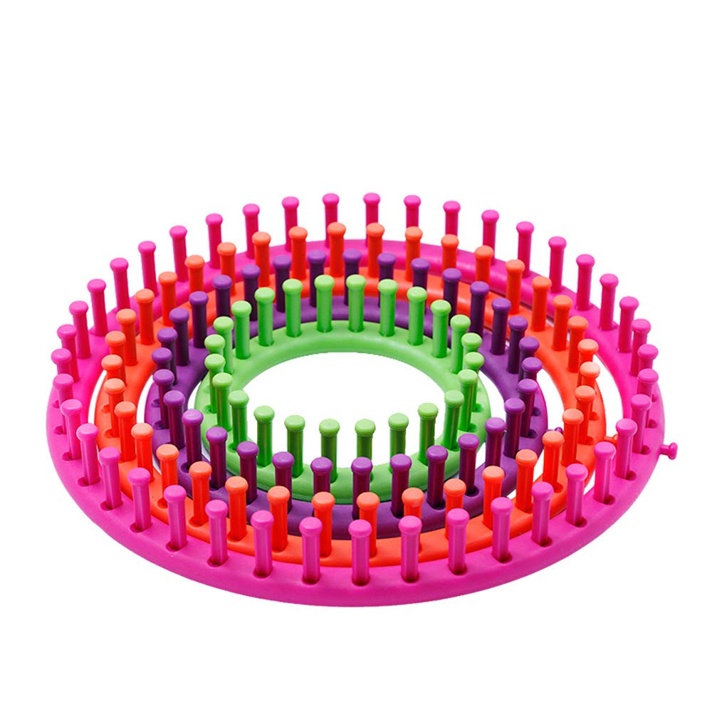 Telares De Tejer,Kit De Tejer Telar 4 PIEZAS Looms redondos de tejedor Bricolaje Kit de herramientas plástico círculo redondo sombrero bufanda suéter círculo telar mano tejer tejido de punto