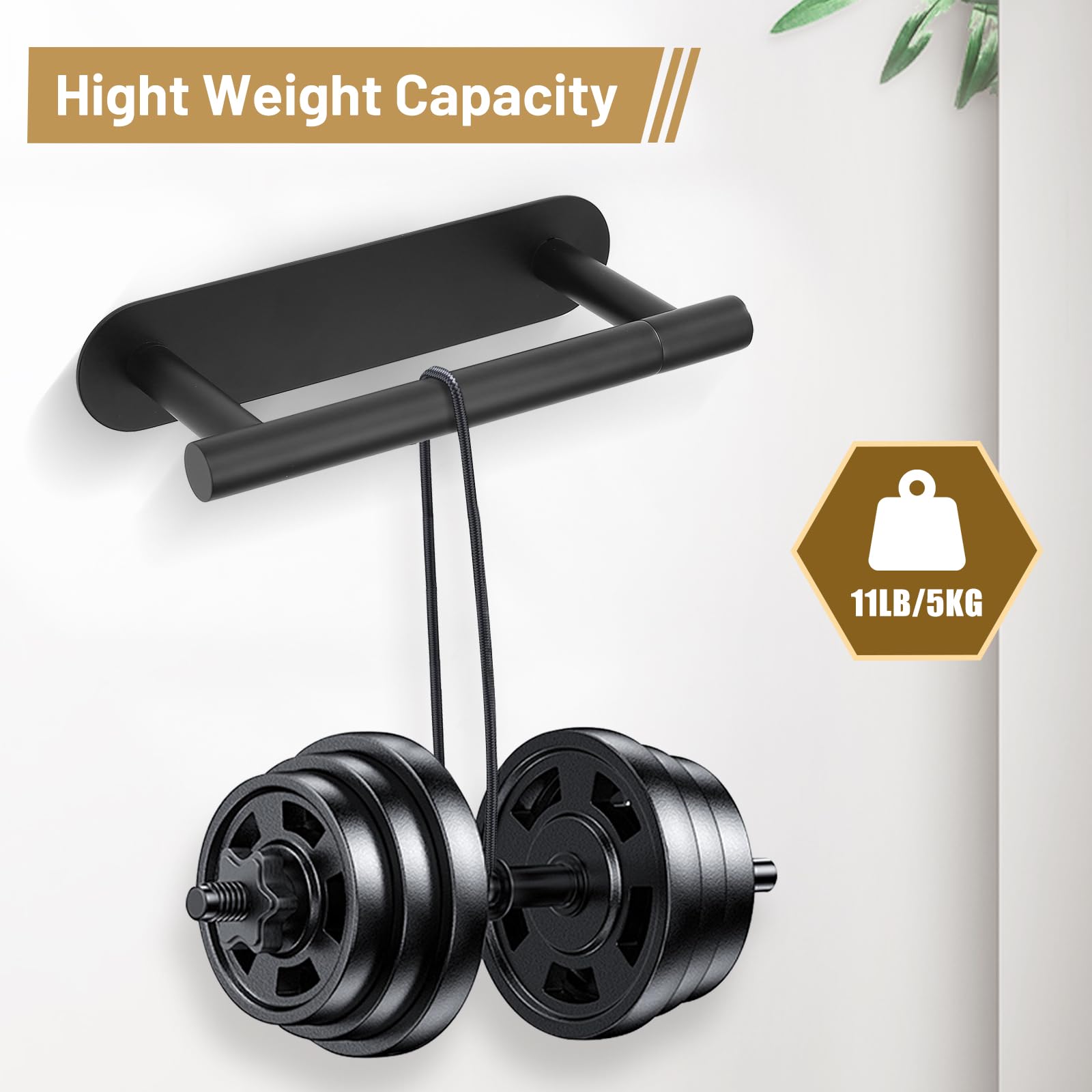 Matte Black Self Adhesive Toilet Roll Paper Holder No Drill for Bathroom — Amazon image 3
