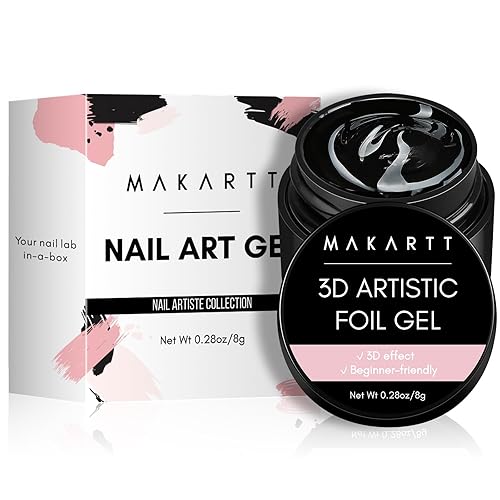 Miniatura 9 de Makartt Pegamento de lámina de uñas 3D, 0.3 fl oz de papel de aluminio de transferencia de gel adhesivo para hojas de lámina de uñas, kit de lámina