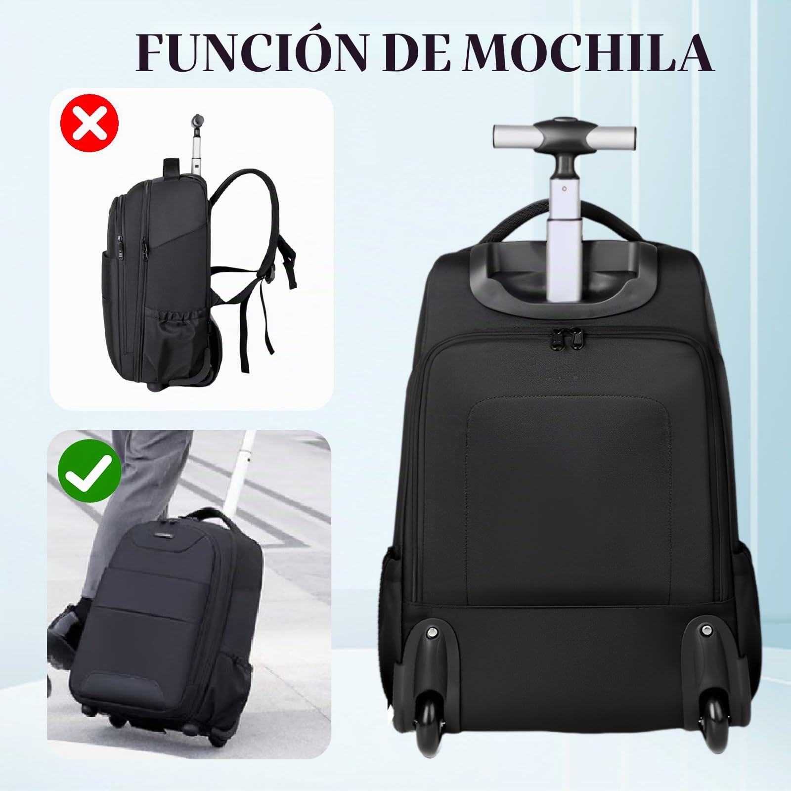 Hivexagon Mochila con Ruedas de 81 cm, cómoda, Informal, Duradera y fácil de Transportar, Ideal para Llevar portátil y Documentos, con Correas de Hombro Ocultas, Ideal para Viajes de Negocios