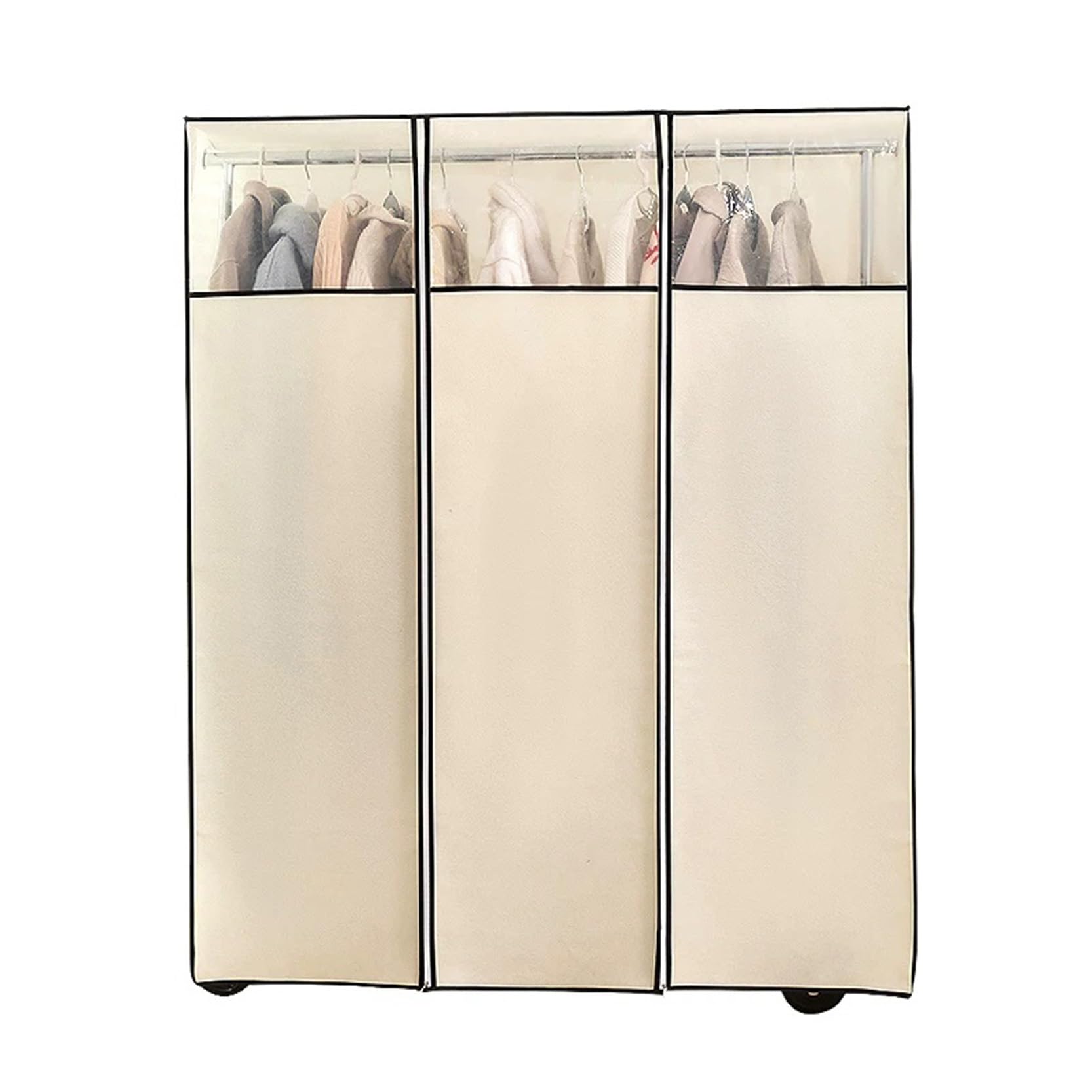 Clothes Rail Cover Breathable Widthed 23.62 in/60cm,Height 57 in,Dustproof Garment Rail Cover with Zipper and Clear Window,for double-pole floor-standing clothes racks