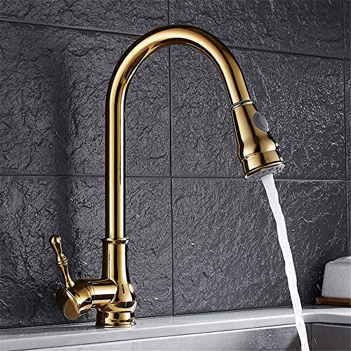 Mélangeur eau froide évier extractible dorée douchette rotatif 360 - 3