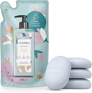 Eudora Combo Instance Algodão e Jasmim: Sabonete em Barra 4x80g + Refil Loção Corporal 350ml