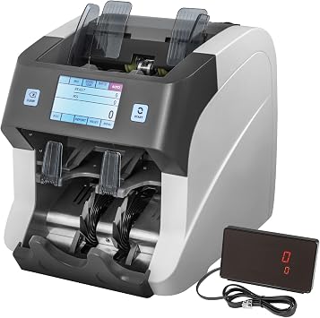 Money Counter Machine, Currency Counter with UV, MG, MT, IR, DB, and 2 CIS Anti-Counterfeit Detection Functions, Reject Pocket and External Display for Bank Use