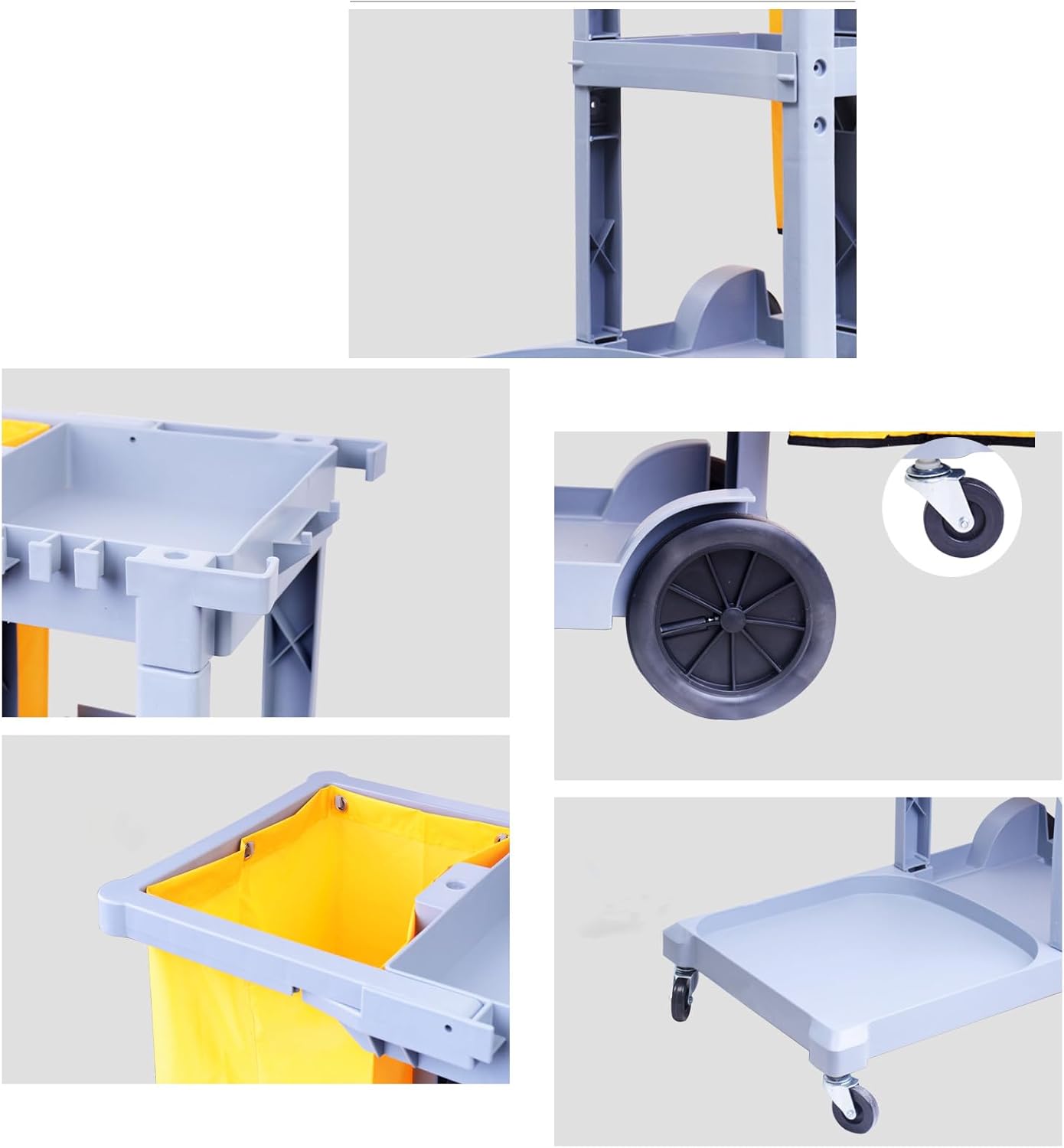 Generic Janitor-Housekeeping Cart on Wheels Commercial Cleaning Cart Janitorial Cart Heavy Duty Cleaning Utility Service Cart for Catering Mall Hotel Office,Gray
