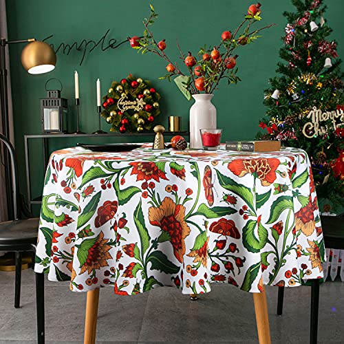 Ehousehome Outdoor And Indoor Spill Proof Waterproof Tablecloth,Vintage Floral Design Patio Fabric Table Cover,Home Dinner Décor Wrinkle Free Table Cloths(60" Round No Zipper And Hole) #TOP1