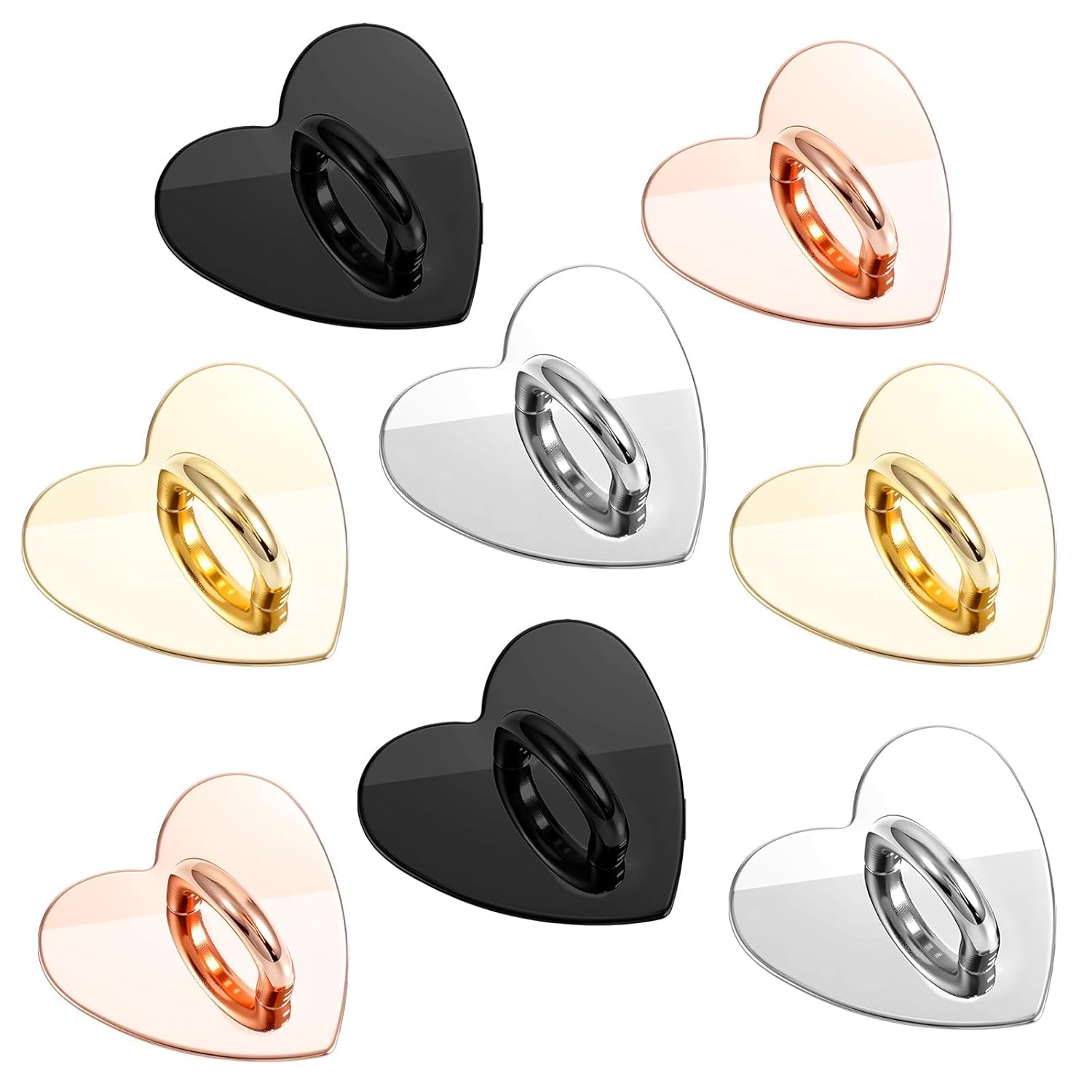 8 Pcs Charm Hook, Metal Phone Ring Holder with Heart Charms, Phone Finger Grip for DIY Phone Case, 2.3cm Charm Hooks for Decor, Travel, Sports