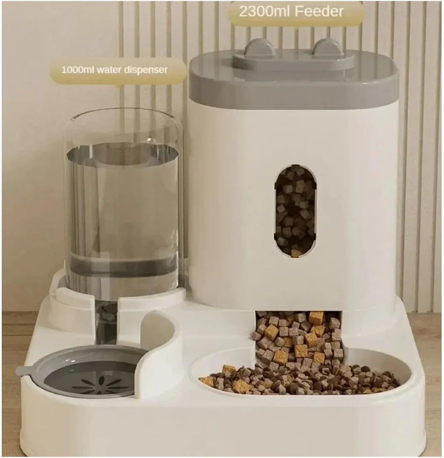 Automatic Pet Feeder and Water Fountain Combo - Large Capacity Dog and Cat Food Dispenser with Storage Container(C)
