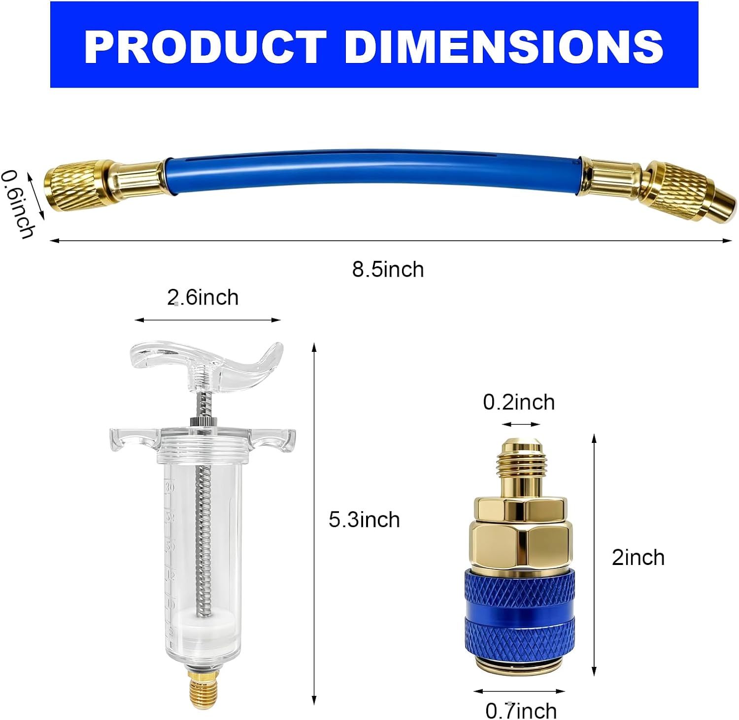 Oil Dye Injectors Kit, 30ml/1 Oz AC Oil Injector with 1/4 SAE Connector Quick Coupler, Air Conditioner Oil Dye Filler Hand Push Compressor Tool for Cars Trucks SUVs