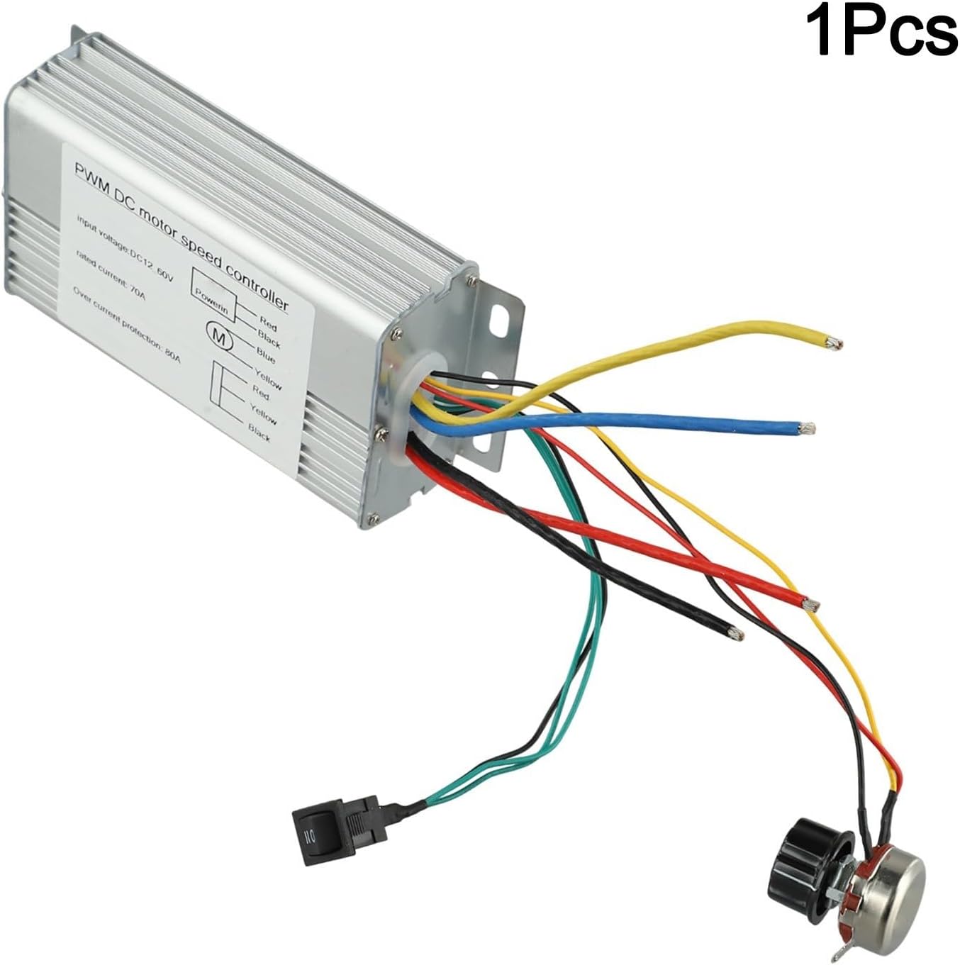 DC Brushed Motor Controller 10-60V 70A 4000W Metal for PWM Speed Control with Forward and Reverse for Industrial Automation, Compatible with 12V 24V 36V 48V Motors, Silver