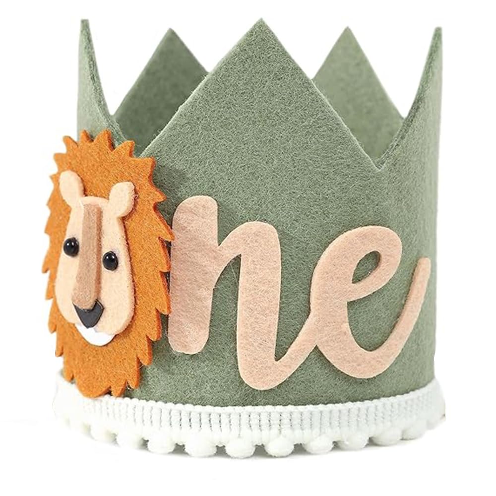 GotGala Wild One Jungle Safari Lion 1st Birthday Crown Boy Birthday Decoration