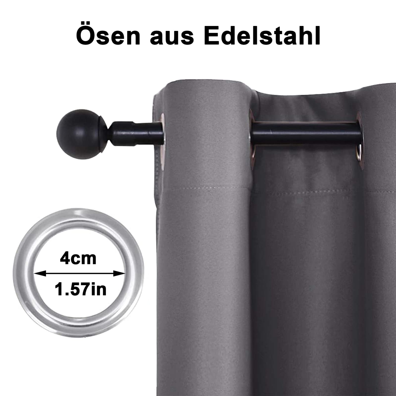 Outdoor Vorhang Wetterfest mit Ösen Oben und Unten, Wasserdicht Windschutz Outdoor Vorhang UV Schutz Sichtschutz Verdunkelungs Vorhang für Terrasse Pergola Gartenlaube, 1 Stück,Grau-B213xH183cm