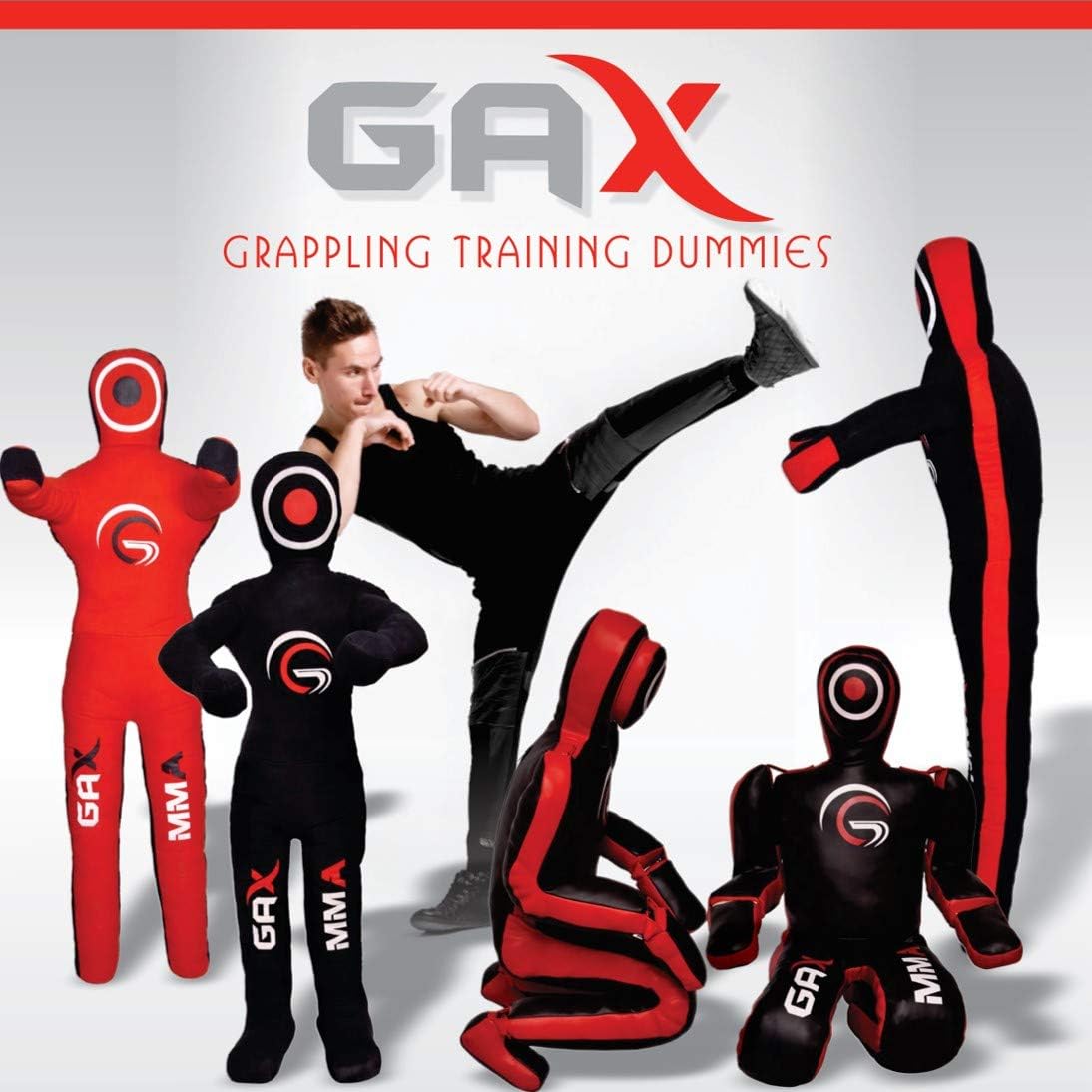 GAX MMA Judo Punching Bag - BJJ Muay Thai Kicking | Boxing | Wrestling | Punching Target Bag, Martial Arts and Fitness Training, Unfilled - Red