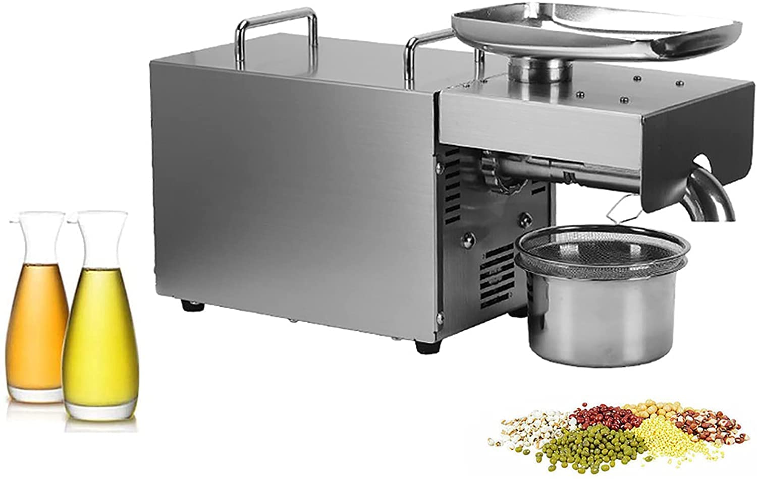 Aserzenith 1 Commercial Oil Press Machine Automatic Seed Oil Press Expeller 304 Stainless Steel Cold/Hot Nut Oil Extractor For Corn/Coconut/Peanut/Sunflower Seeds