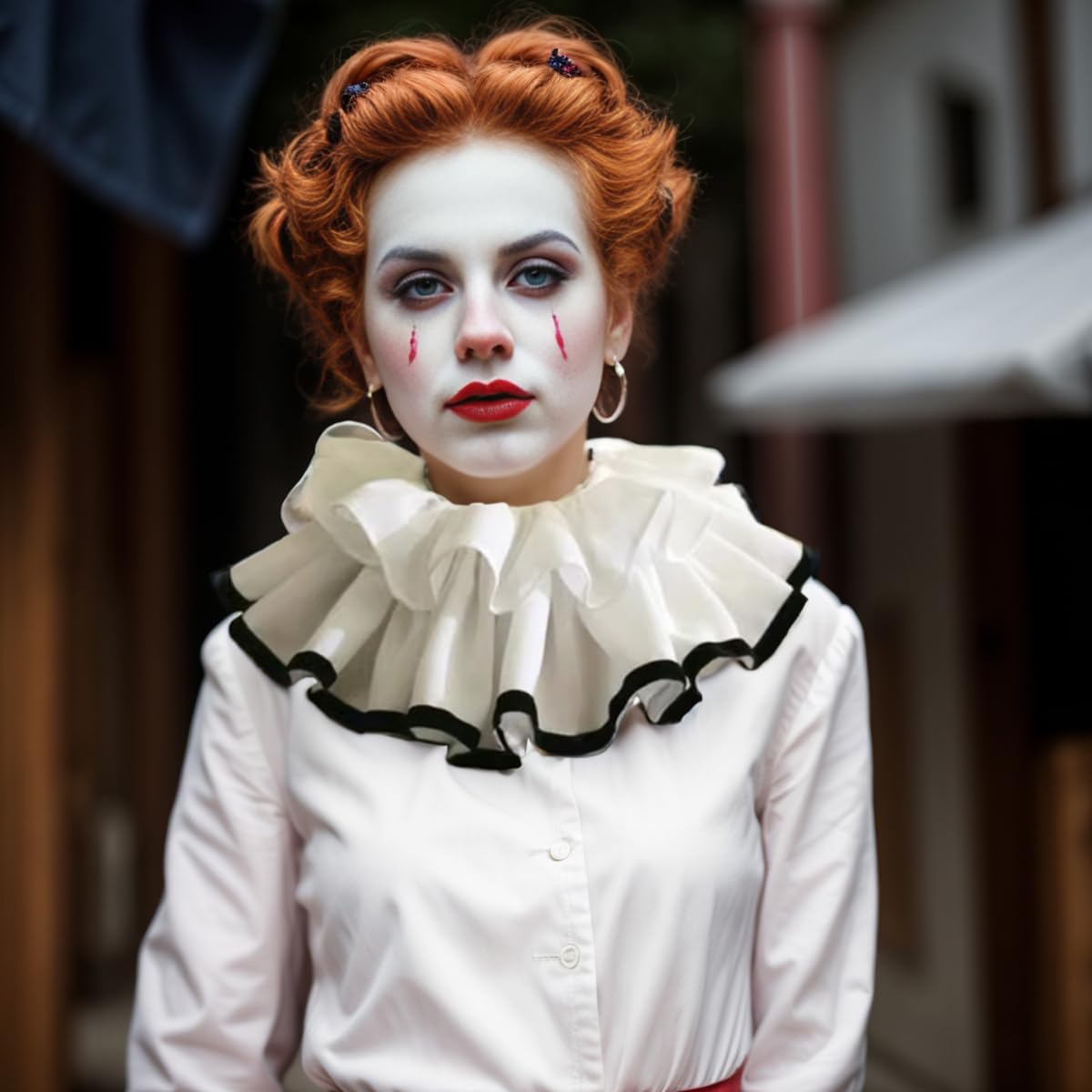 CAMDOM Clown Collar for Adult Vintage Layered Ruffle Neck Collar Cosplay Costume Accessory