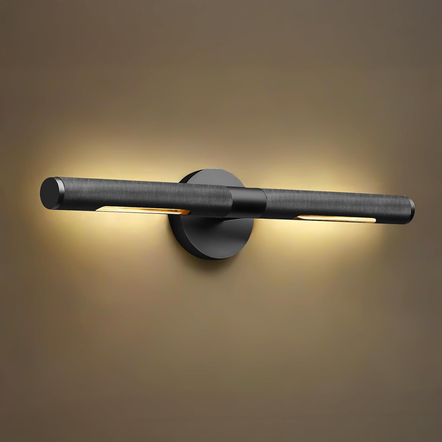 19” Brass Picture Lights, 3000K&6000K Modern Vanity Light, 360° Rotatable Wall Sconces Lampshade, Hardwired Art Light Over Picture Frame for Living Room, Bookcase, Artwork, Black