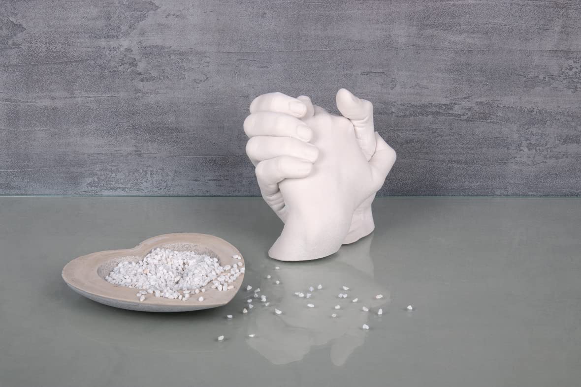 Rayher 34471000 zestaw do formowania rąk, opakowanie do majsterkowania, odlewanie rąk o wyglądzie 3D, 500 g masy do wyciskania + 1000 g proszku gipsowego, prezent na ślub